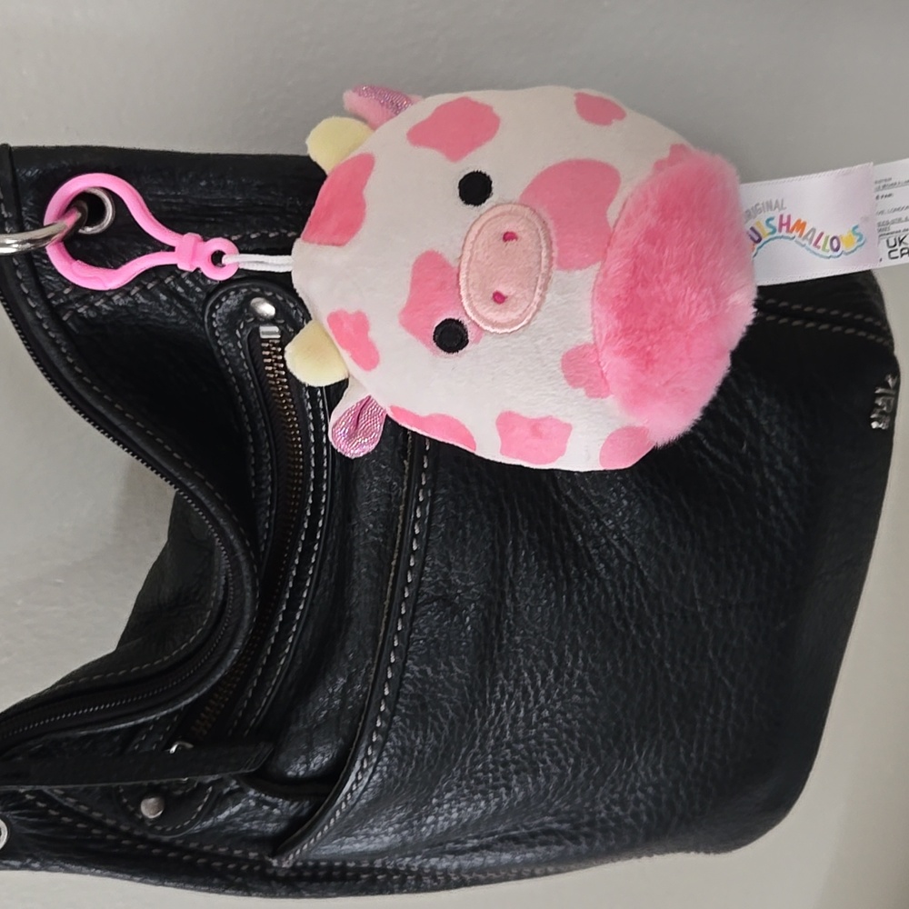 Squishmallows Evangelica The Pink Cow Clip-On Plush Buddies Bag Charm - Picture 1 of 9